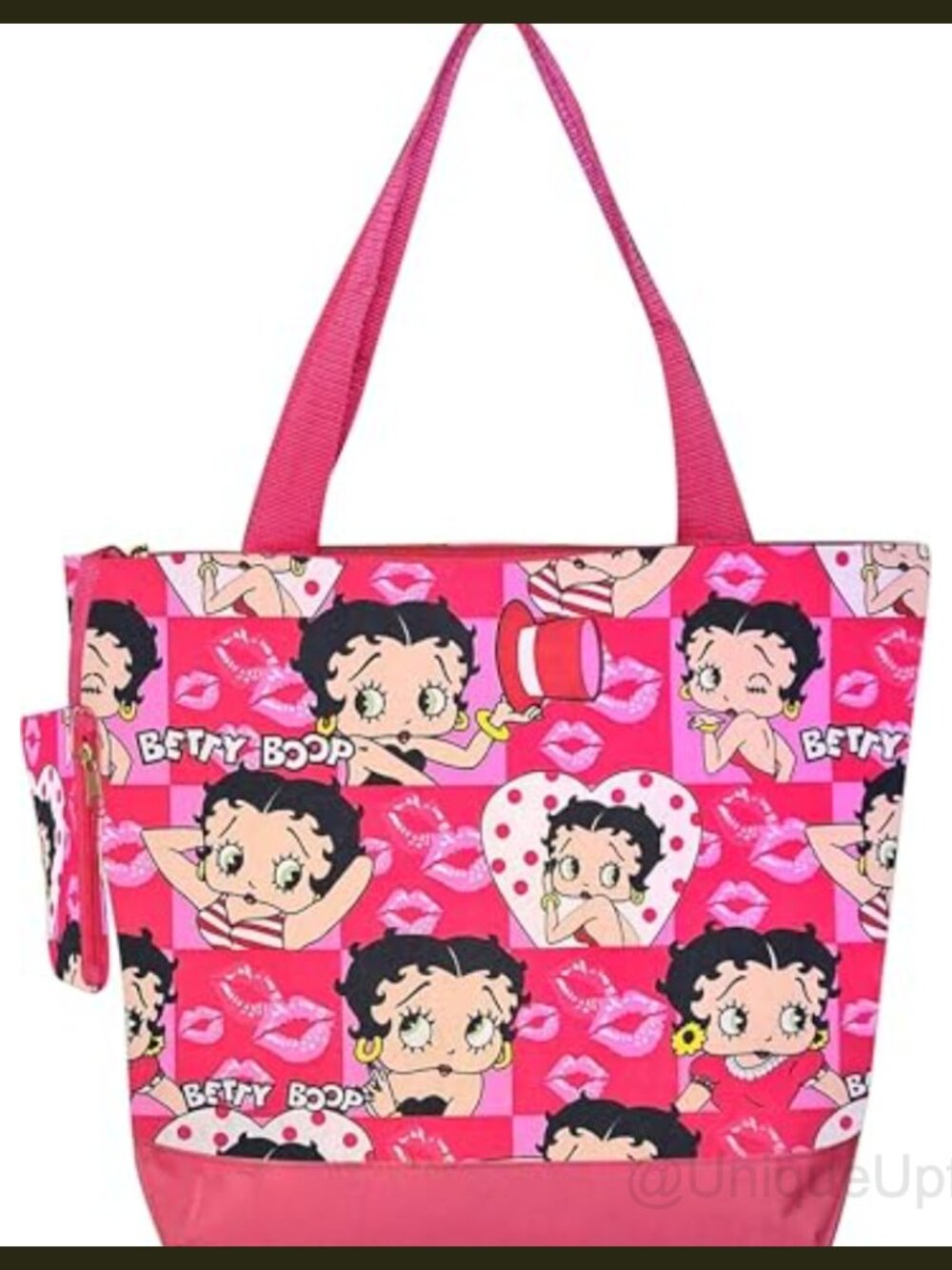 Betty Boop Canvas Tote Bag with Coin Purse Shoulder Bag Large Zip